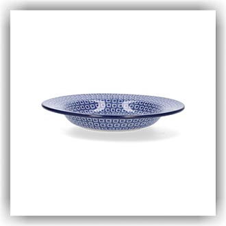 Bunzlau Diep bord met platte rand (1014) - Blue Diamond (2253)