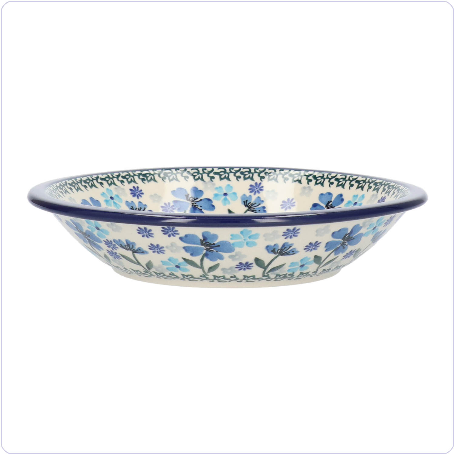 Bunzlau Diep bord zonder platte rand (1026) - Blossom Blue (3507)