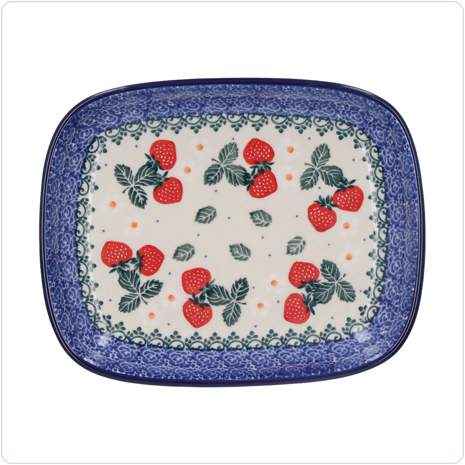 Bunzlau Rechthoekig schaaltje (1160) - Strawberry. (3494)