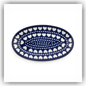Bunzlau Ovaal bordje 21x12cm (1301) - Blue Valentine (375E)