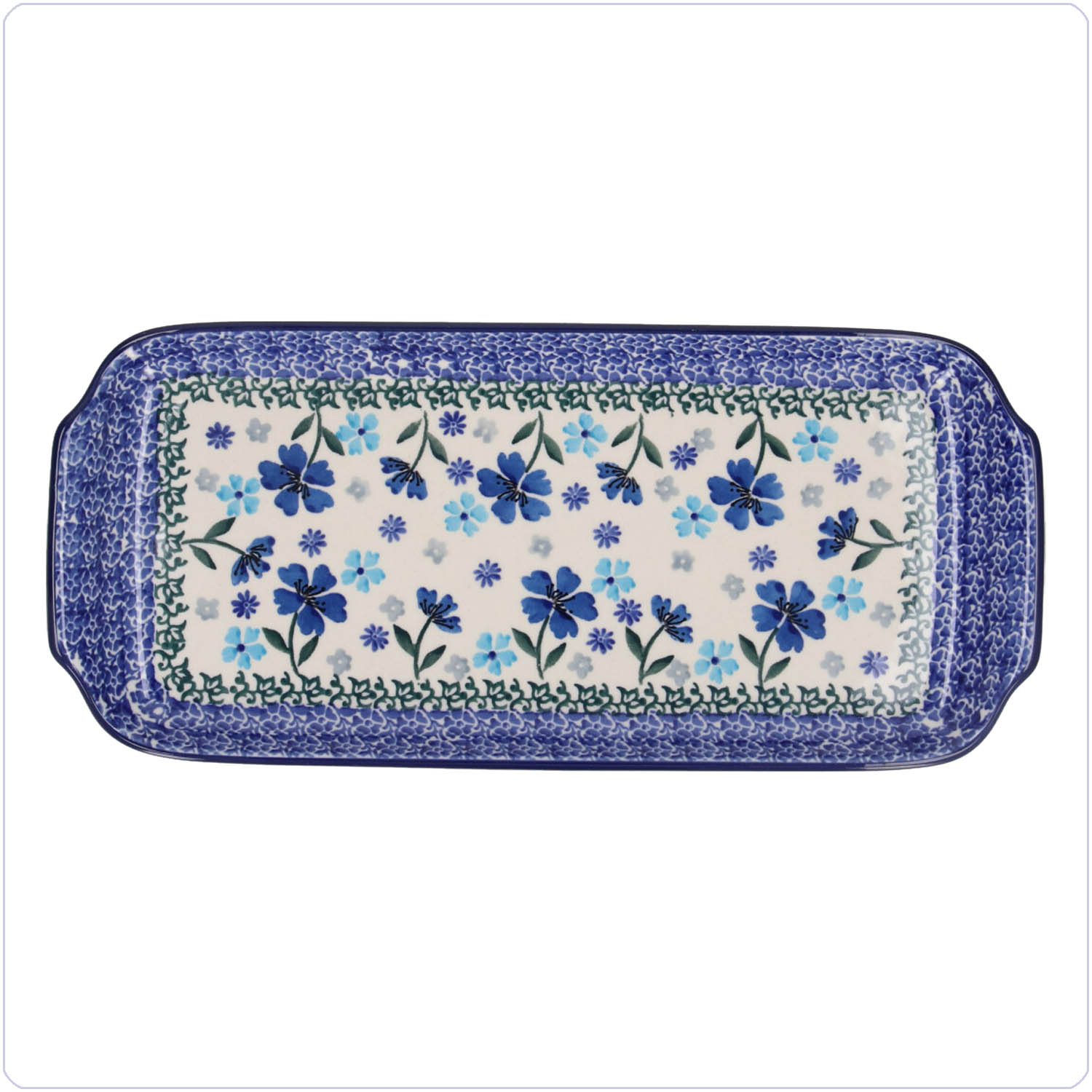 Bunzlau Presenteerschaal 14x31cm (1410) - Blossom Blue (3507)