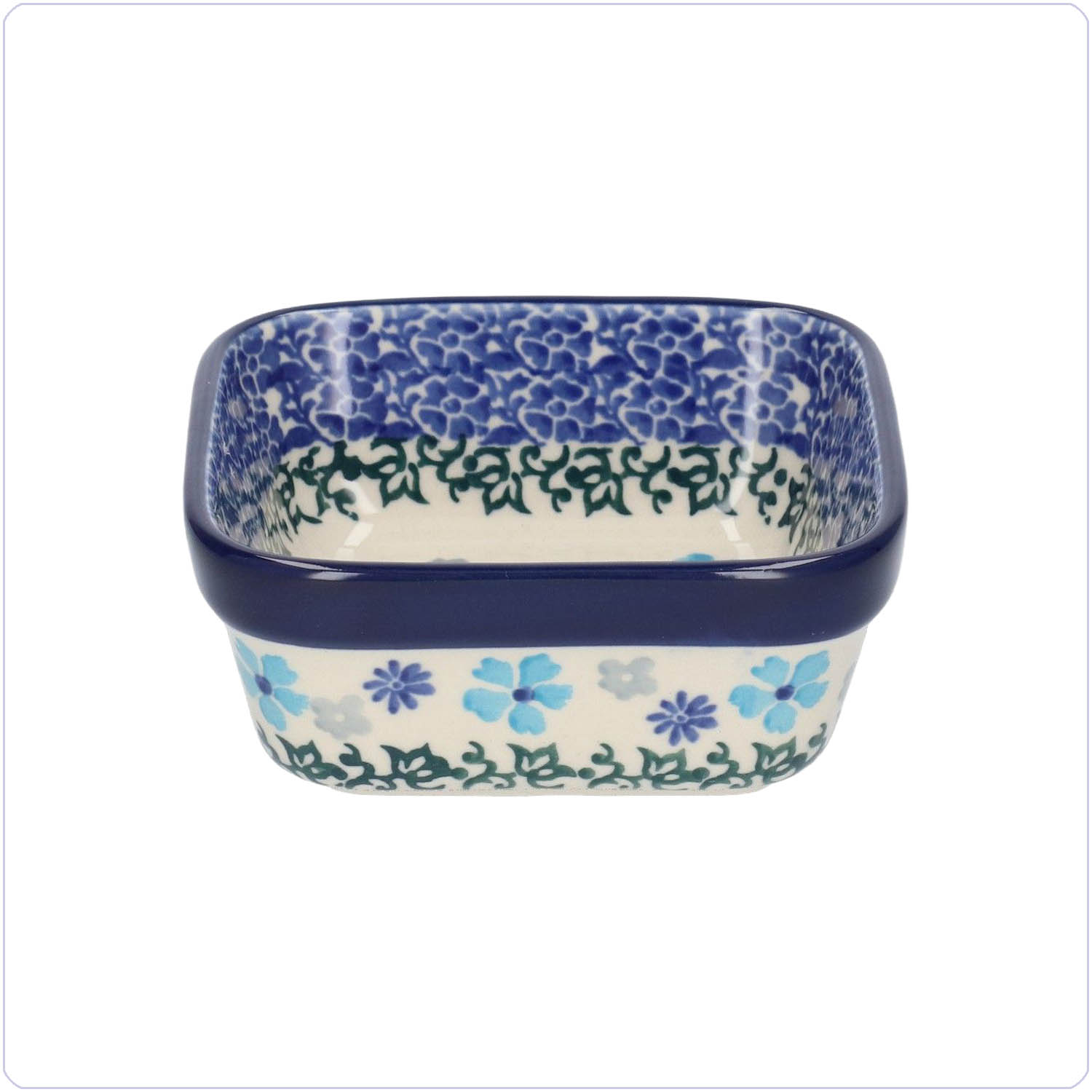 Bunzlau Vierkant bakje 10x10cm (1428) - Blossom Blue (3507)