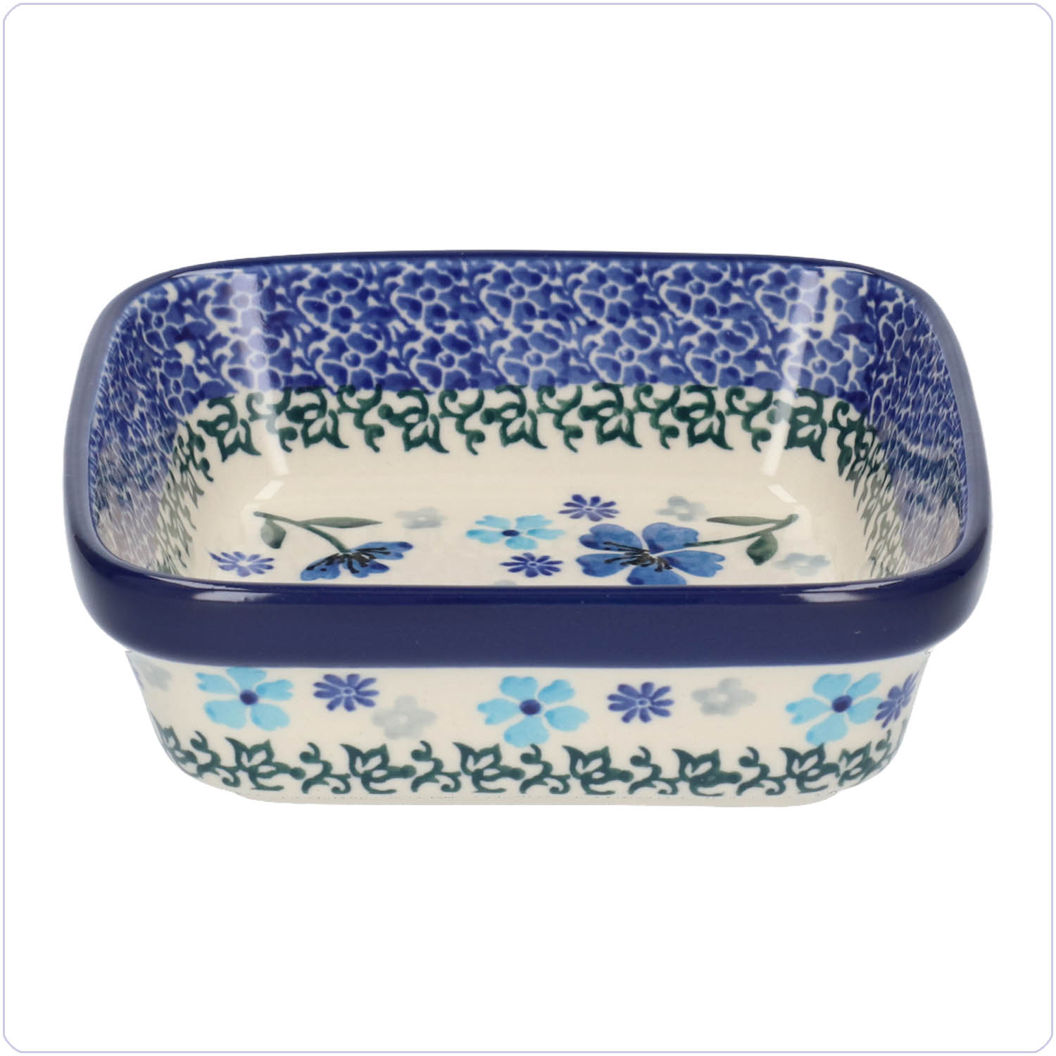 Bunzlau Vierkant bakje 350ml 13x13 (1429) - Blossom Blue (3507)