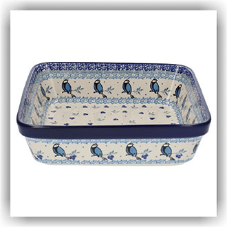 Bunzlau Ovenschaal 27x27cm (1431) - Blue Bird (2681)