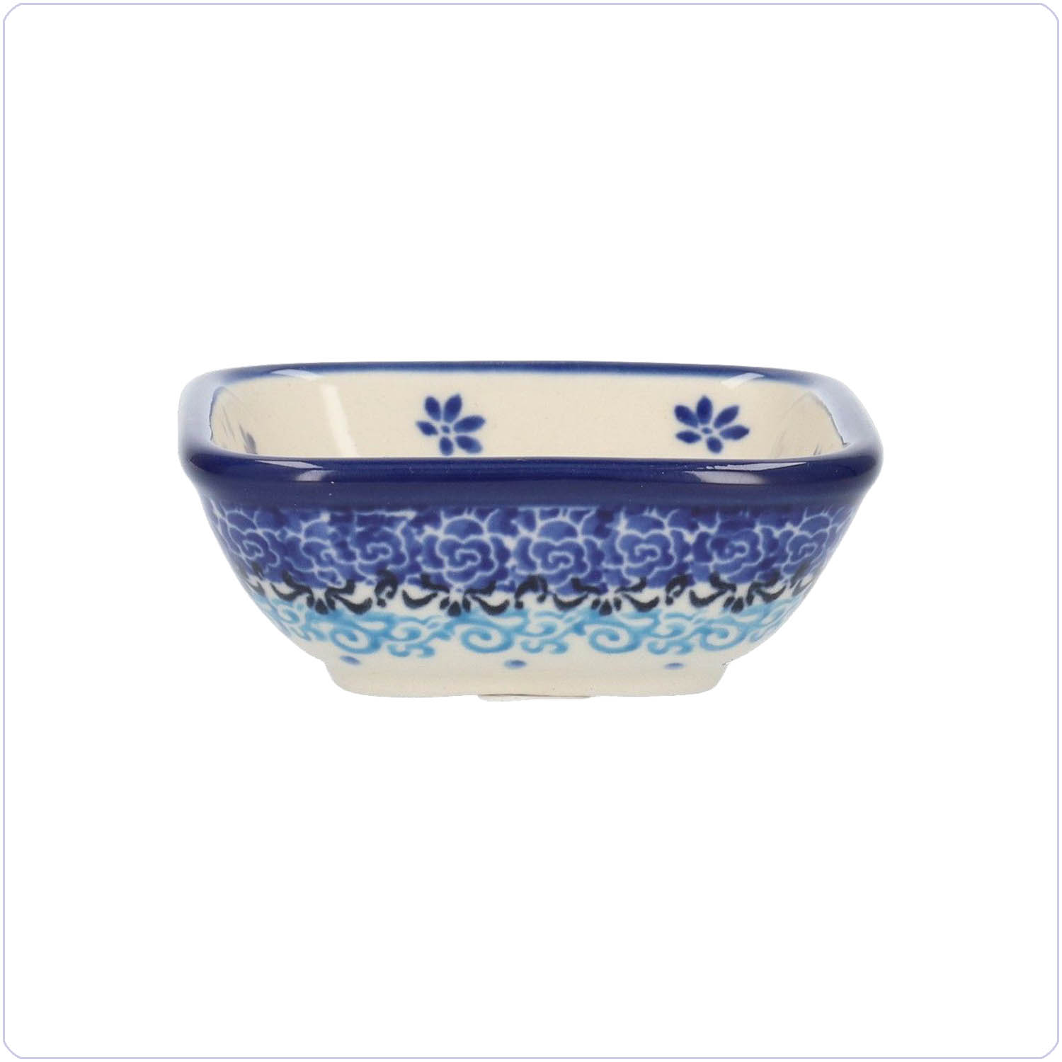 Bunzlau Vierkant bakje 70ml 8x8cm (1604) - Flower Valley (3508)