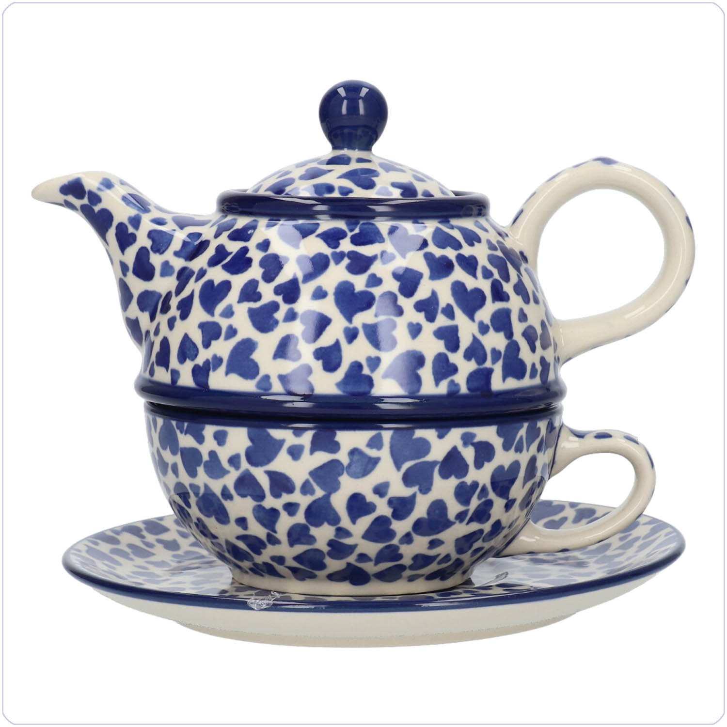 Bunzlau Tea for One 600ml (2201) - Dancing Hearts (3411)