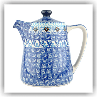 Bunzlau Koffie/Theekan strak 1ltr (2471) - Blue Coral (2187)