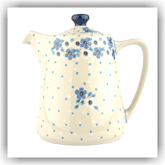 Bunzlau Koffie/Theekan strak 1ltr (2471) - Blue White Love (2328)