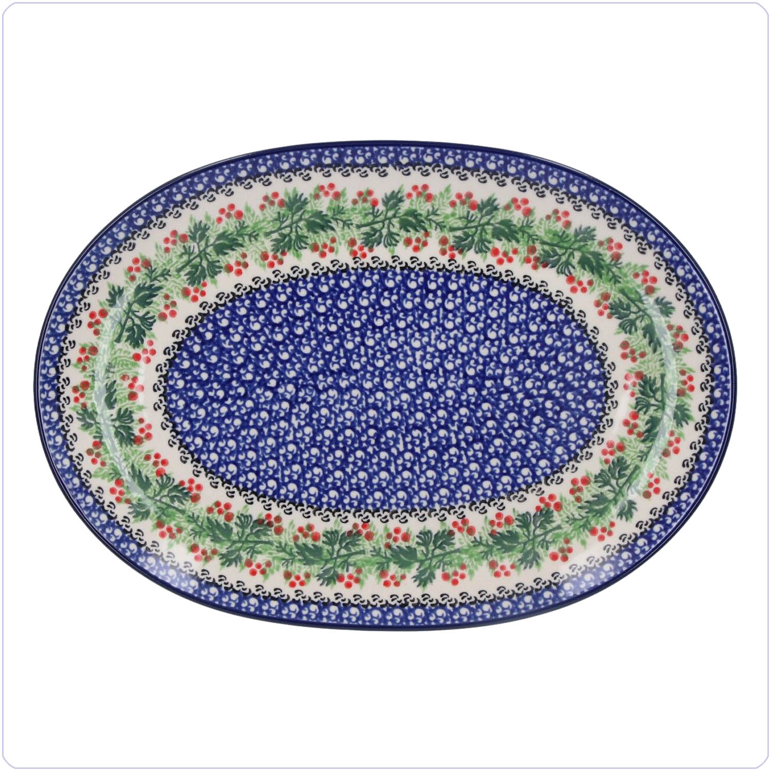 Bunzlau Wijd ovaal bord 31,5x22cm (2668) - Holly Berry (2650)