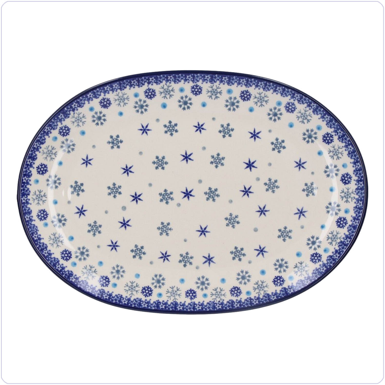 Bunzlau Wijd ovaal bord 31,5x22cm (2668) - Ice Stars (2974)