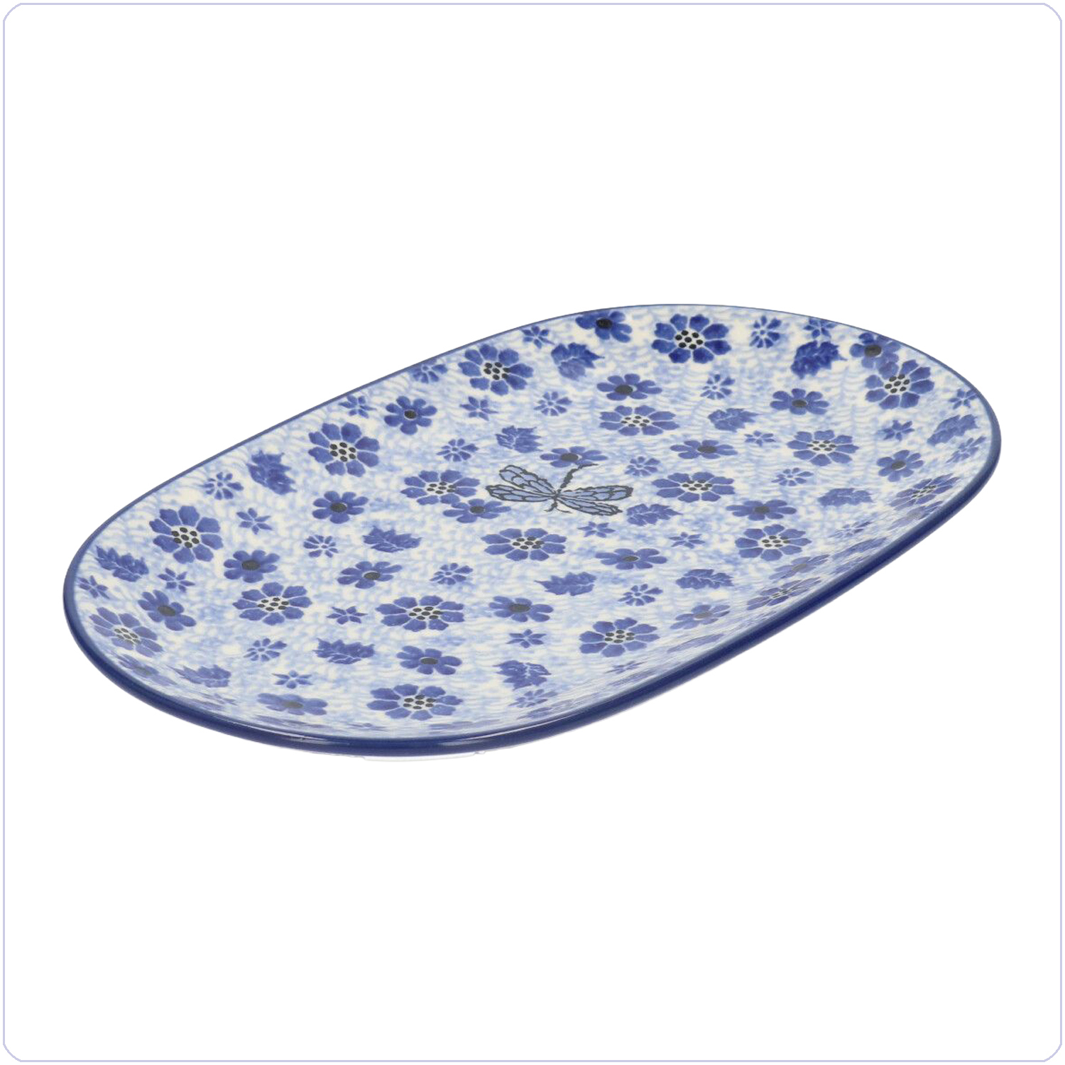 Bunzlau Ovaal bord 25,5x15cm (2673) - Dragonfly (1443)