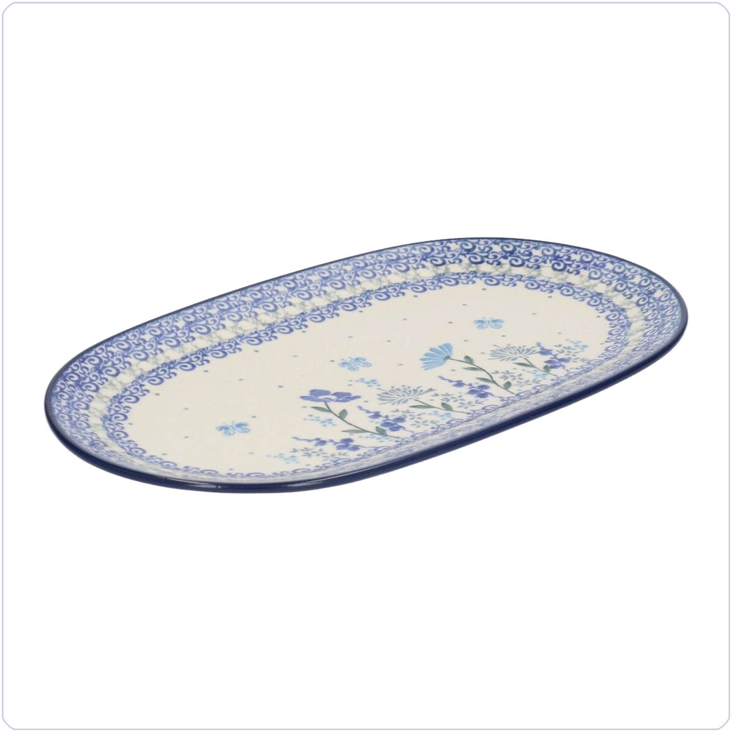 Bunzlau Ovaal bord 25,5x15cm (2673) - Flower Meadow (3302)