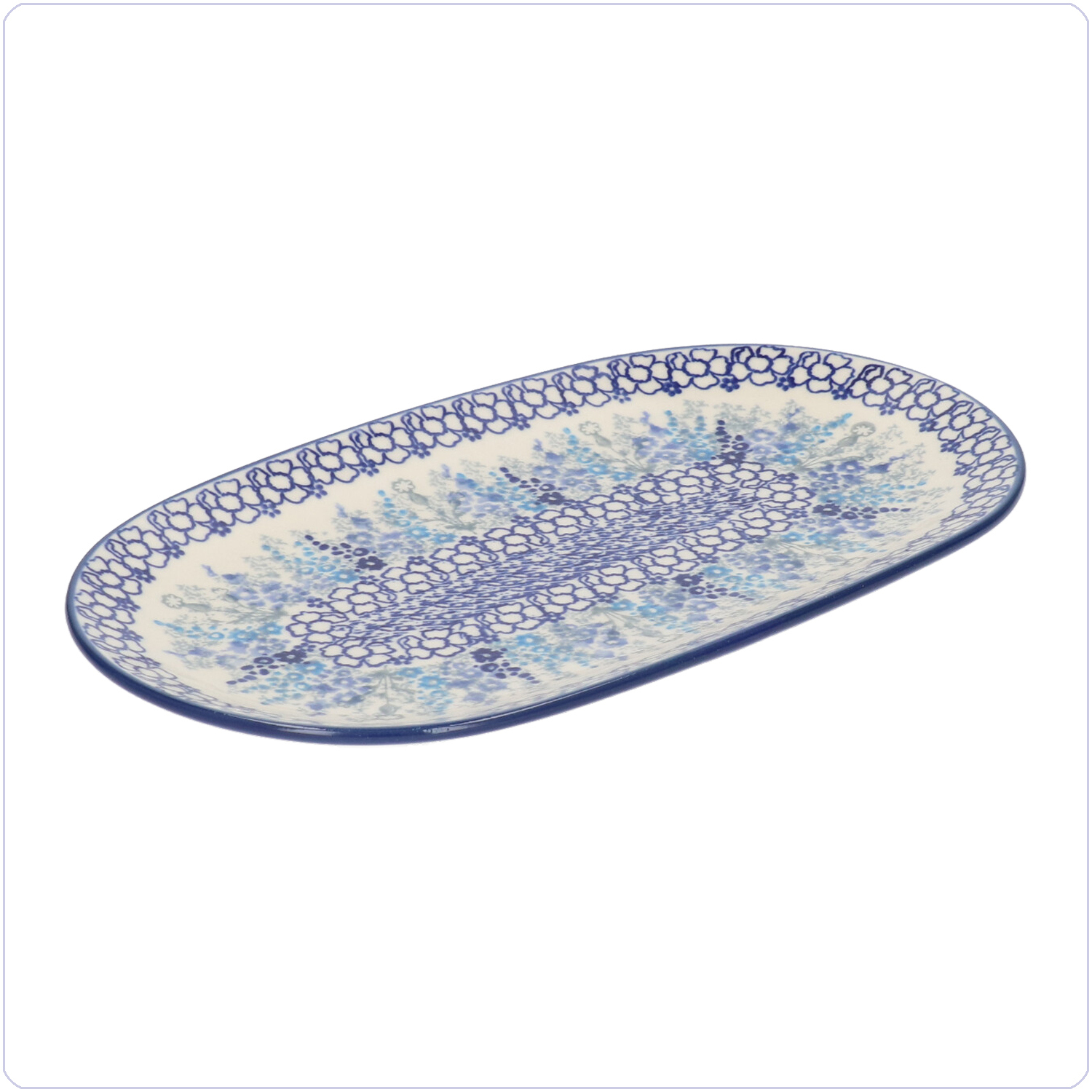Bunzlau Ovaal bord 25,5x15cm (2673) - Delphinium (3315)