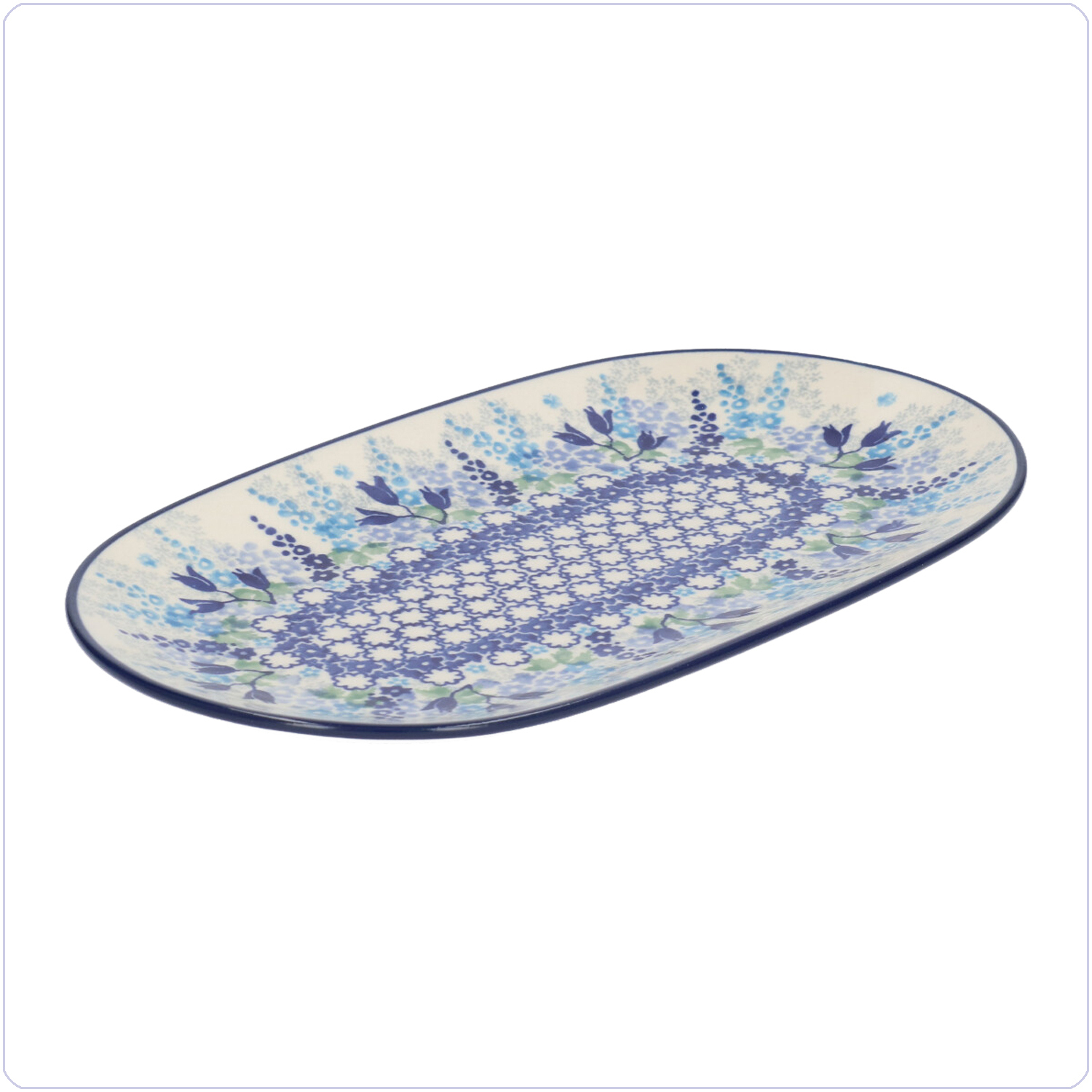 Bunzlau Ovaal bord 25,5x15cm (2673) - Blue Garden (3316)