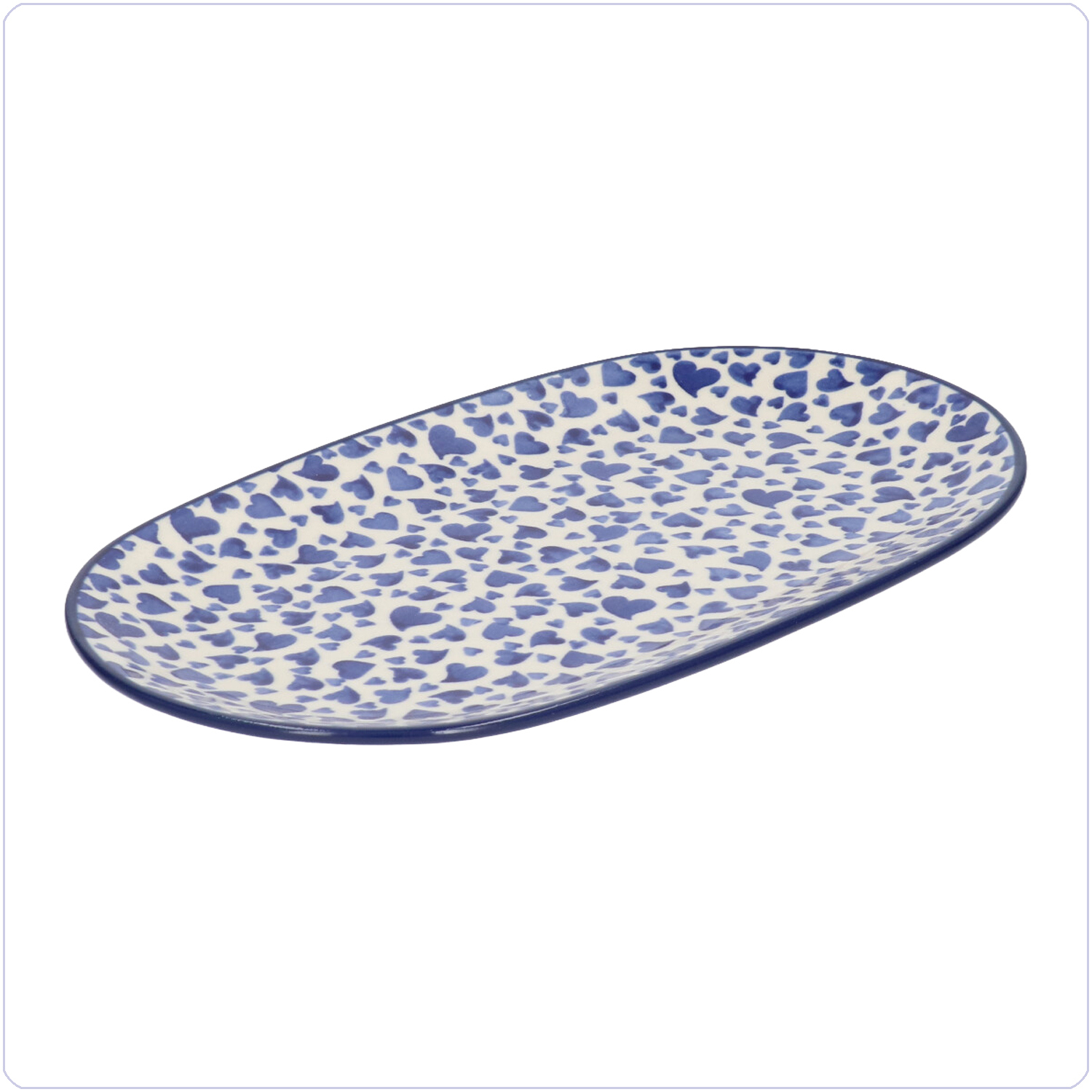 Bunzlau Ovaal bord 25,5x15cm (2673) - Dancing Hearts (3411)