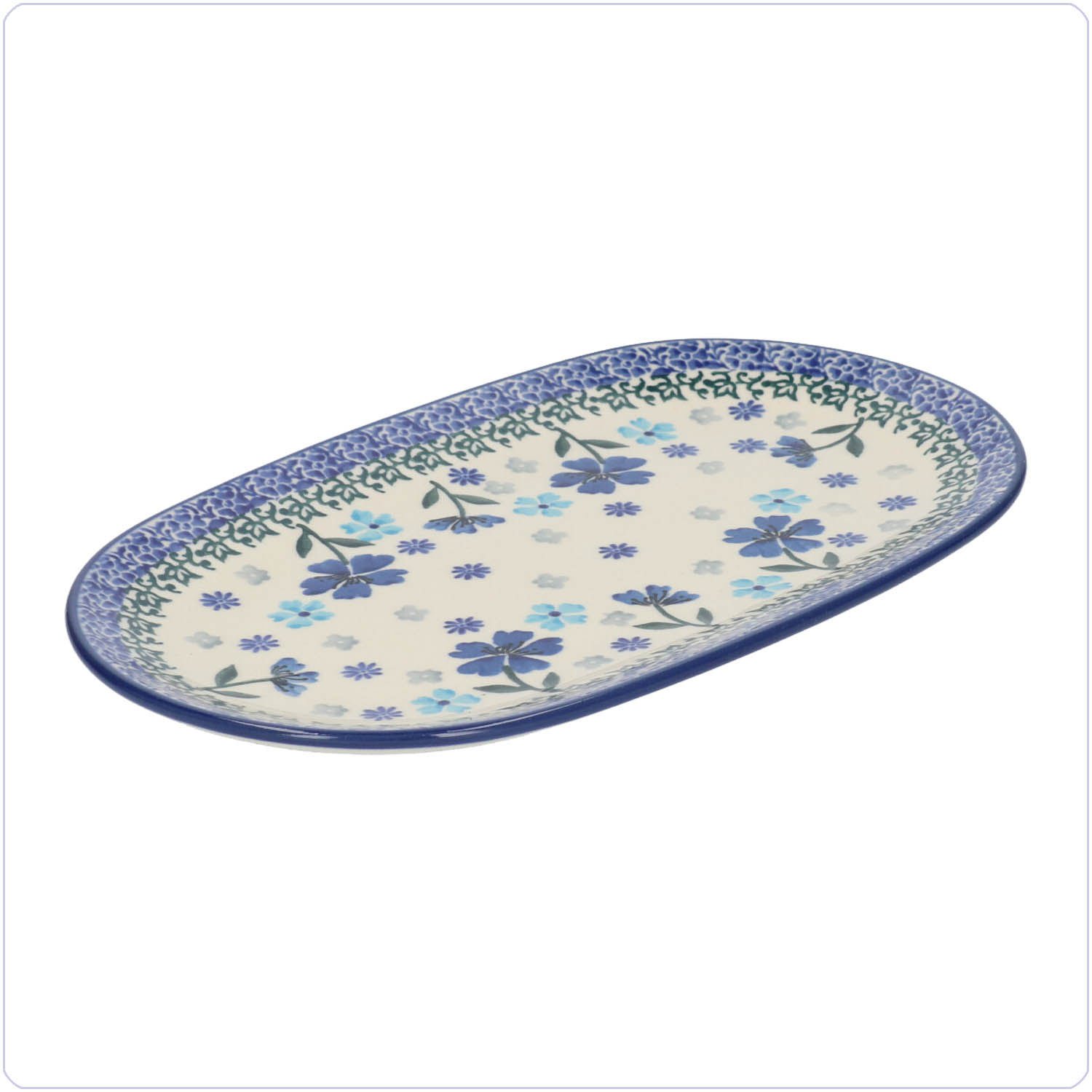 Bunzlau Ovaal bord 25,5x15cm (2673) - Blossom Blue (3507)
