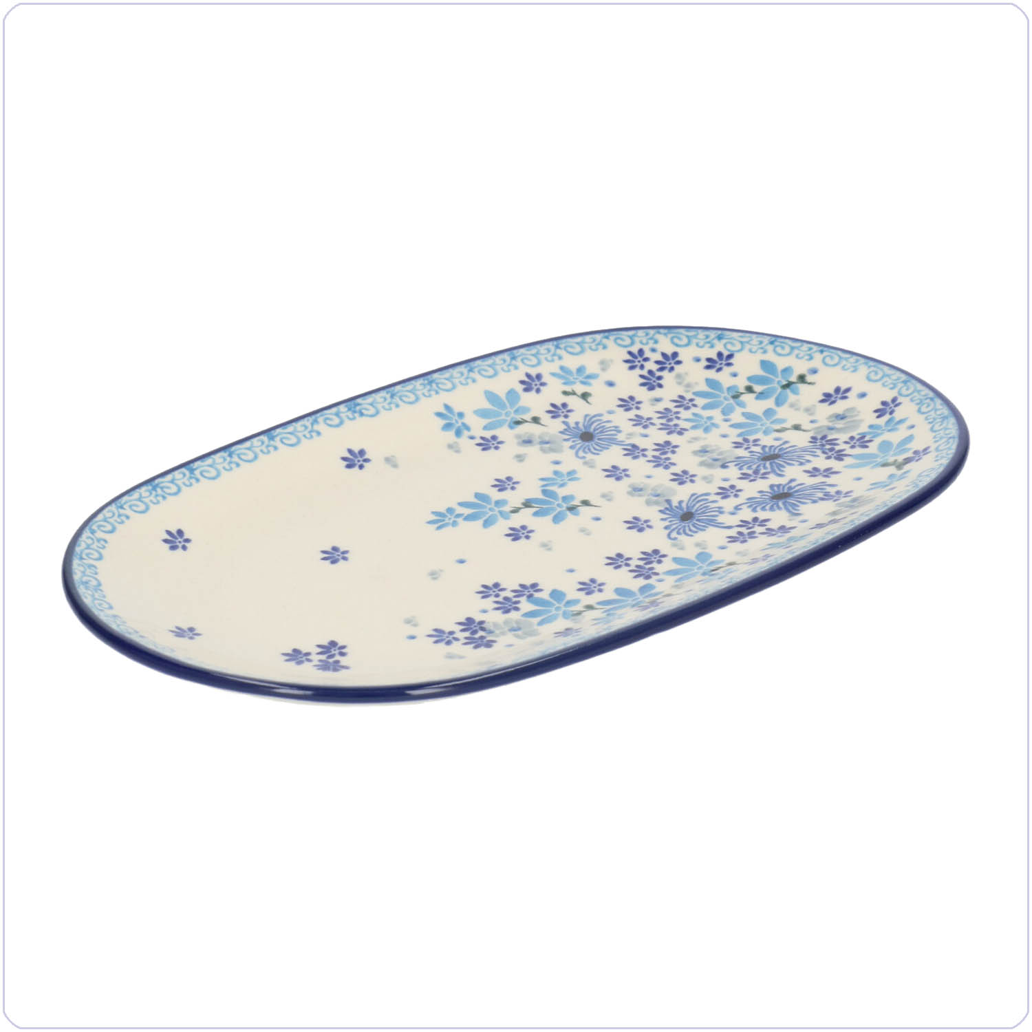 Bunzlau Ovaal bord 25,5x15cm (2673) - Flower Valley (3508)