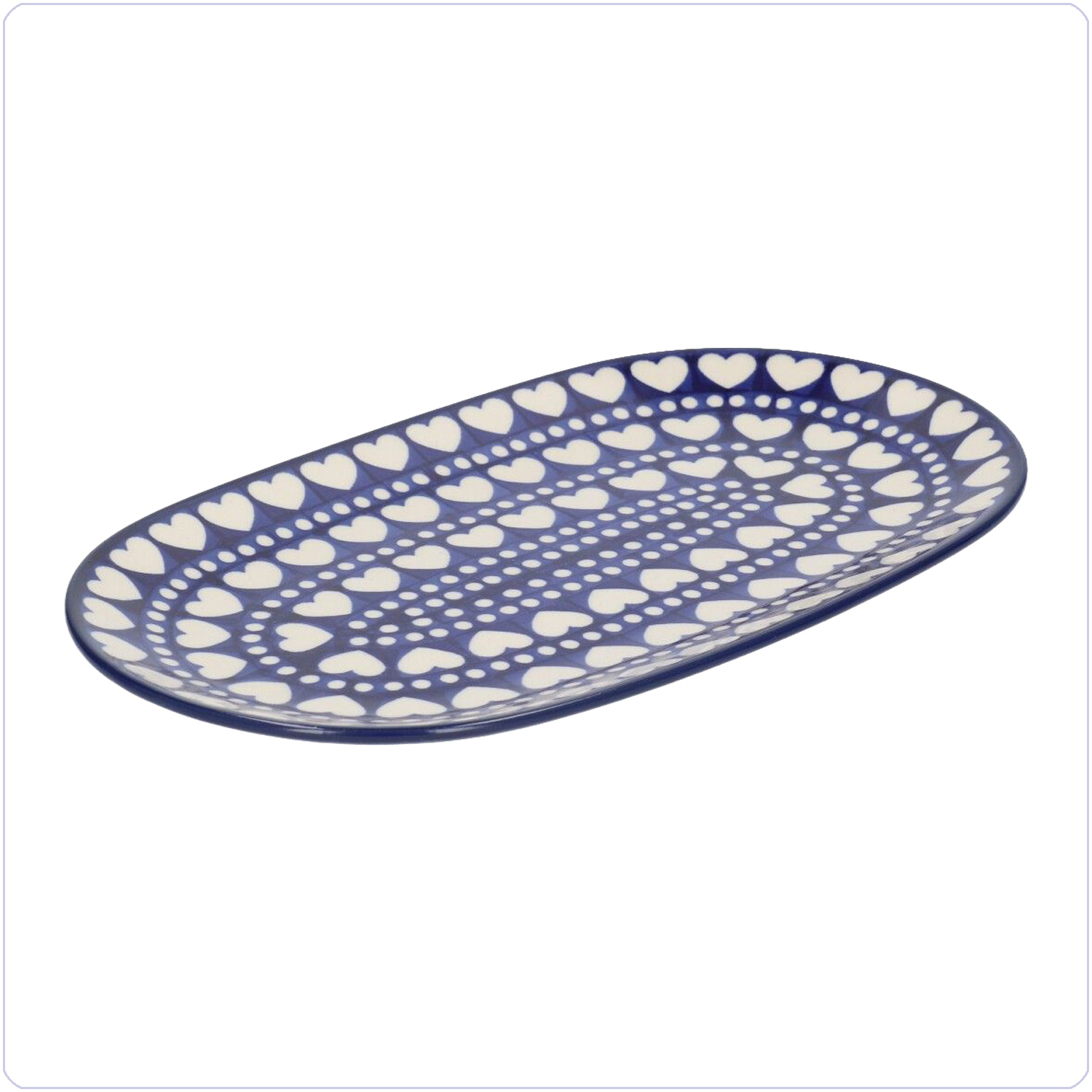 Bunzlau Ovaal bord 25,5x15cm (2673) - Blue Valentine (375E)