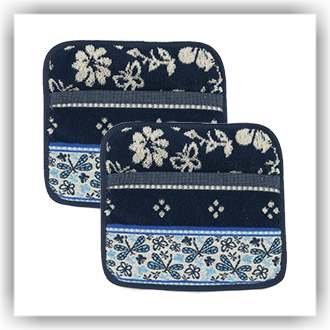 4258 setje pannenlappen Dragonfly d.blauw