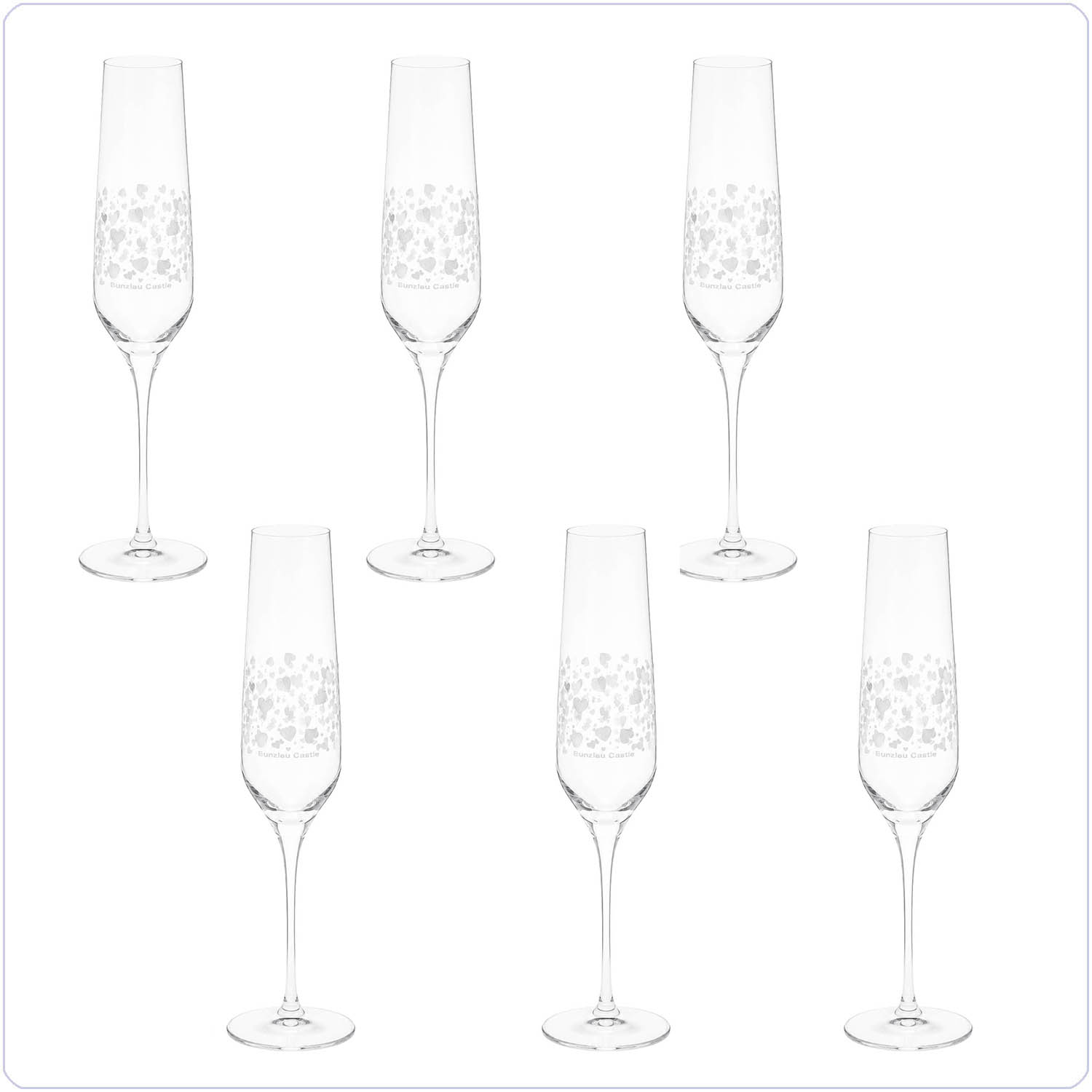 Bunzlau 6x Flute - Hearts 195ml (5180)