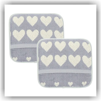 5345 Setje pannenlappen Hearts grijs
