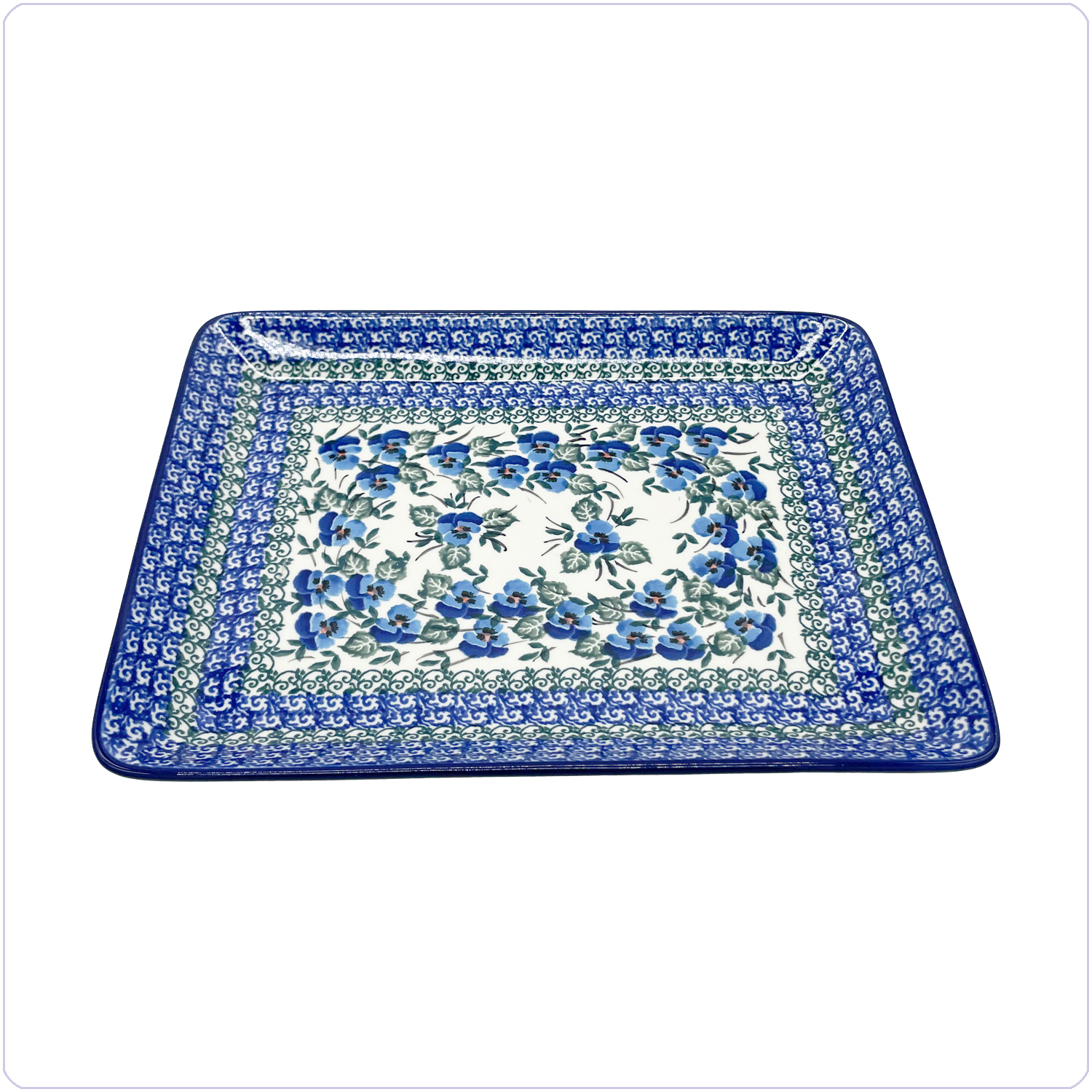 Bunzlau Rechthoekig bord L (601399) - Blue Violin (2273)
