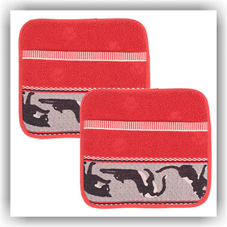 6084 Setje pannenlappen Katten rood