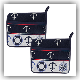 Bunzlau Setje pannenlappen Maritiem d.blauw (6167)
