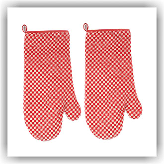 Bunzlau 2 ovenwanten Ruitjes rood (6400)