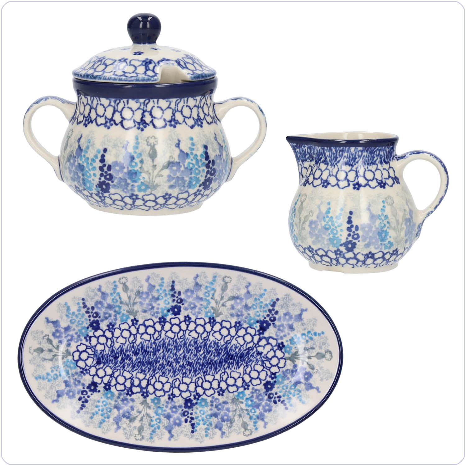Bunzlau Roomstelletje 3 delig (RS01) - Delphinium (3315)