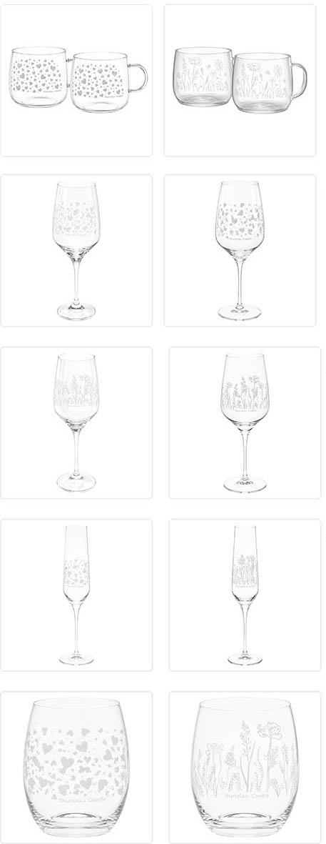Nieuwe glazen in Wild Flowers en Hearts