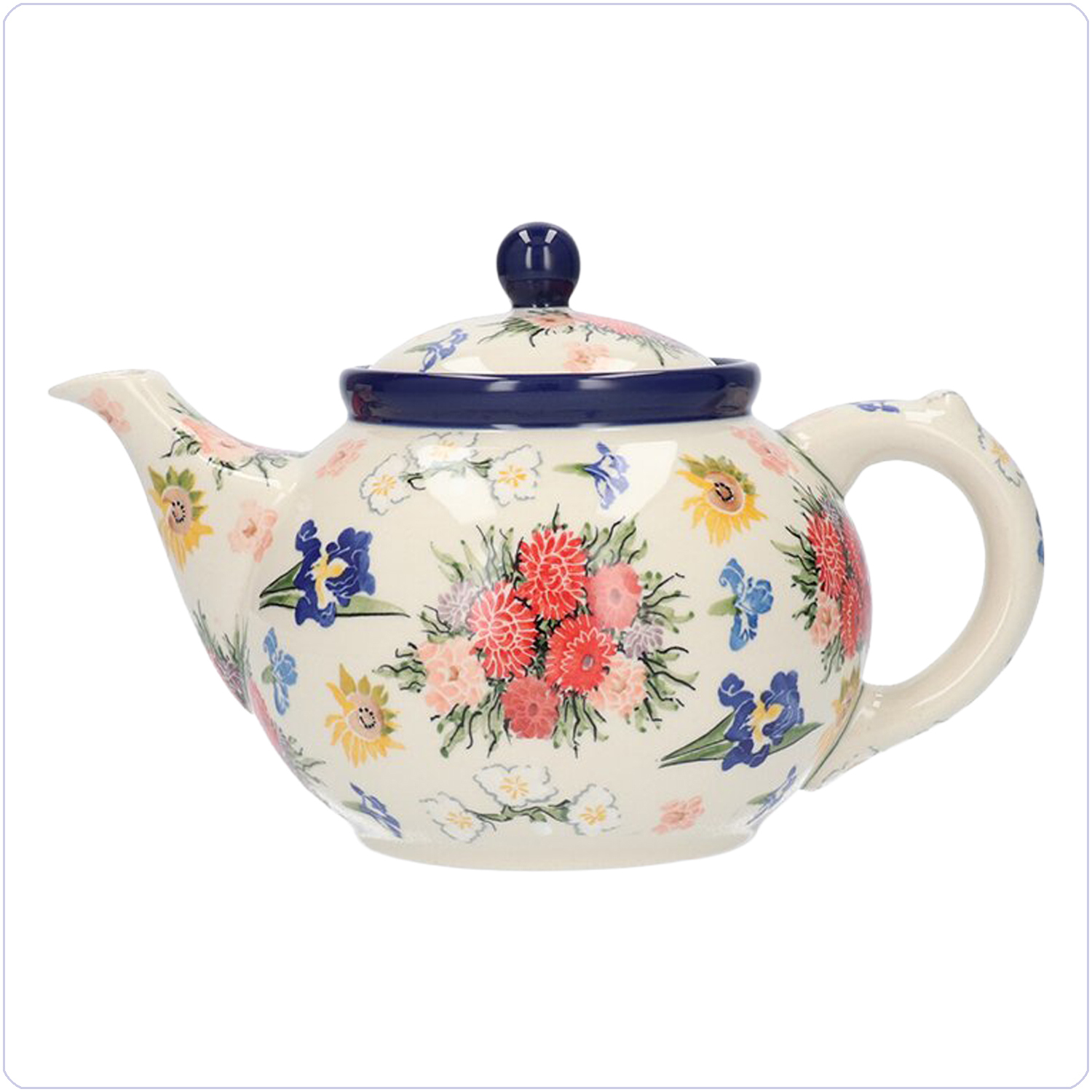 Bunzlau Theepot 1300 ml (101060) - Unikat Vincent's Flowers (5089)