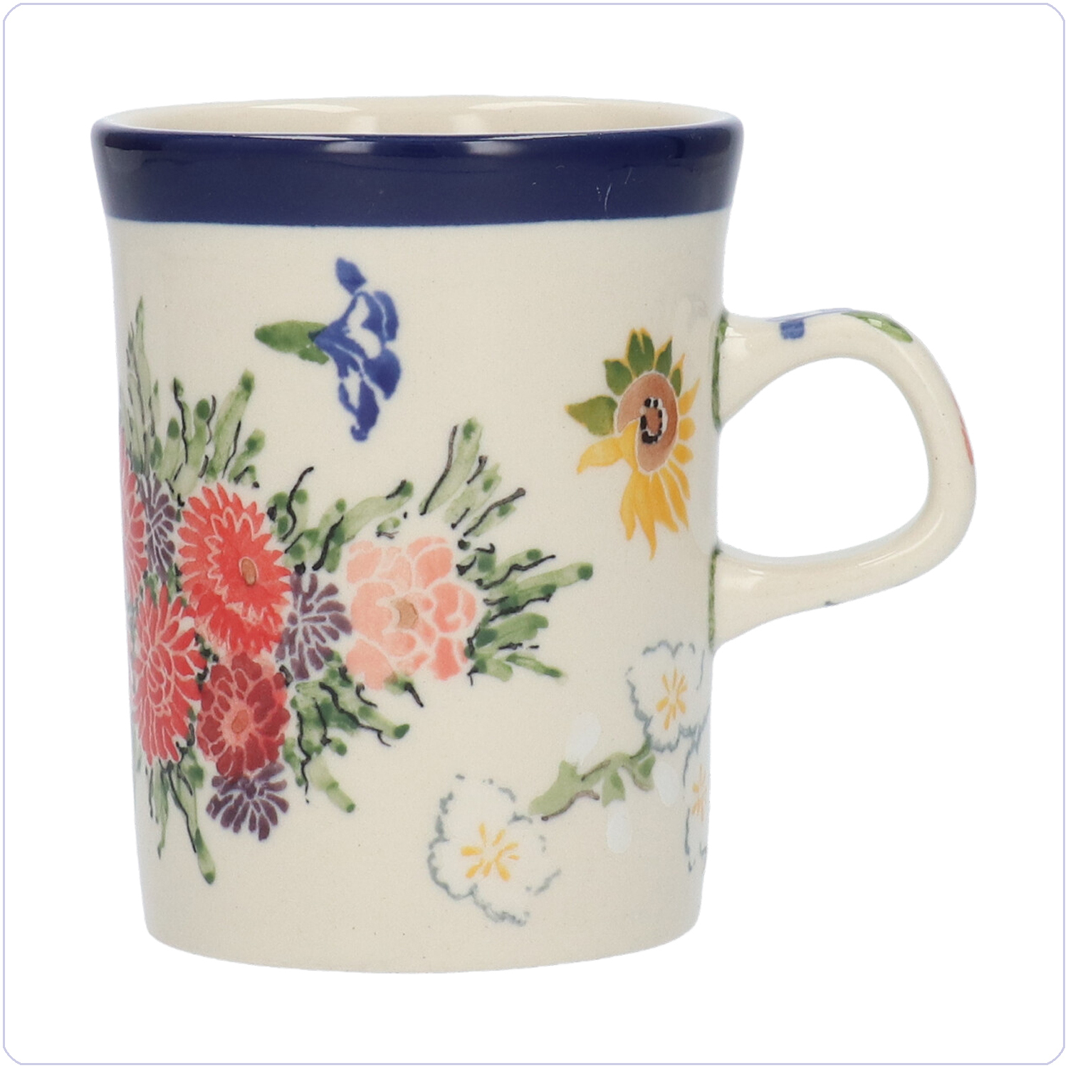 Bunzlau Rechte beker 250 ml (101074) - Unikat Vincent's Flowers (5089)