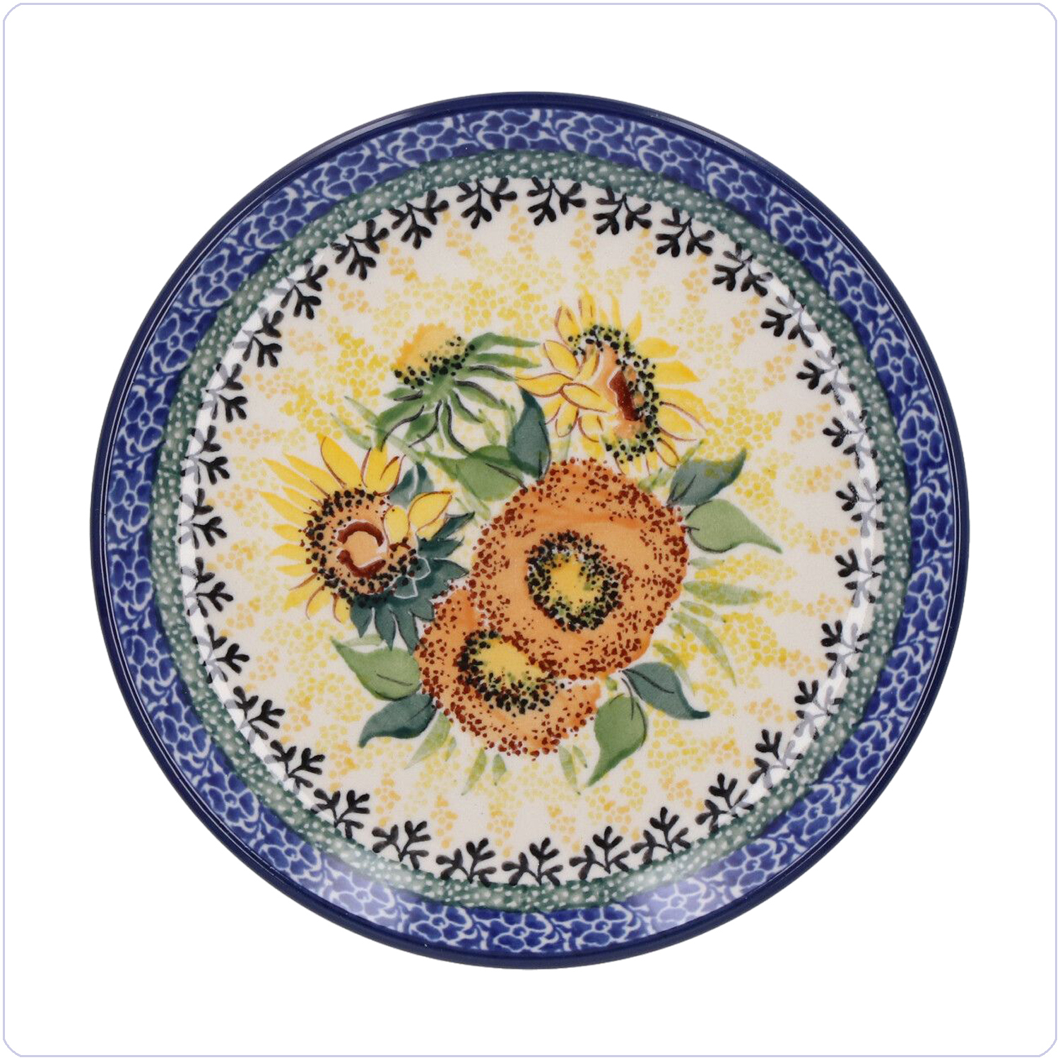Bunzlau Gebaksbordje Ø16cm (101261) - Unikat Sunflowers (5085)