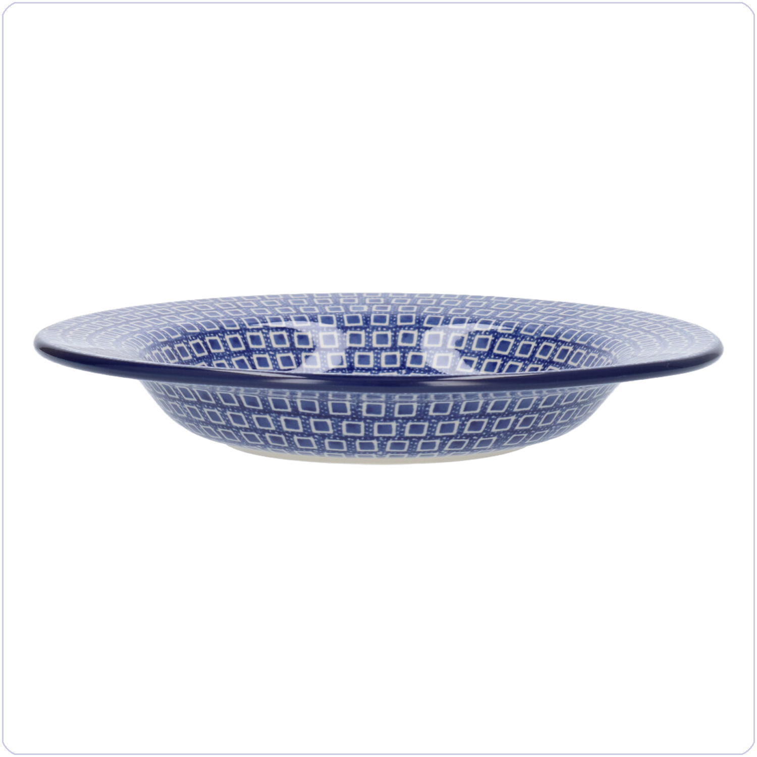 Bunzlau Diep bord met platte rand (1014) - Blue Diamond (2253)