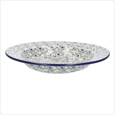 Bunzlau Diep bord met platte rand (1014) - Blue Olive (2506)