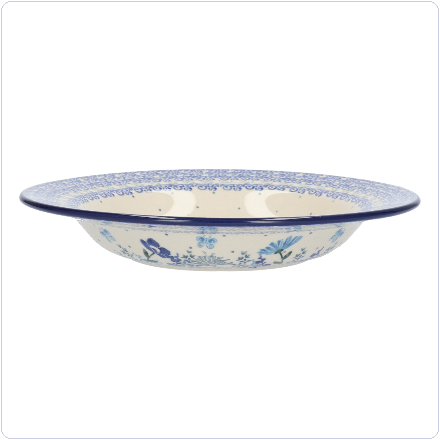 Bunzlau Diep bord met platte rand (1014) - Flower Meadow (3302)