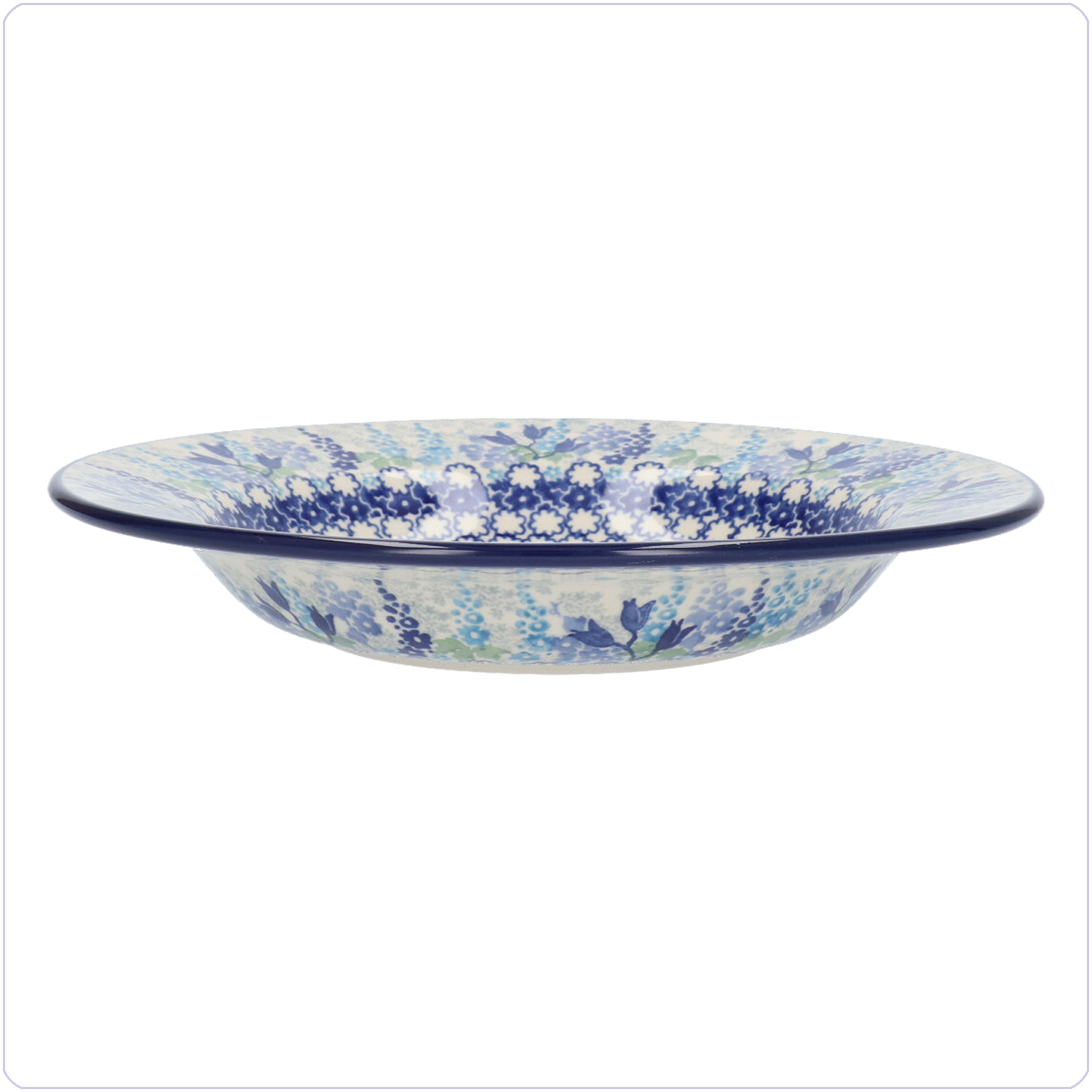 Bunzlau Diep bord met platte rand (1014) - Blue Garden (3316)