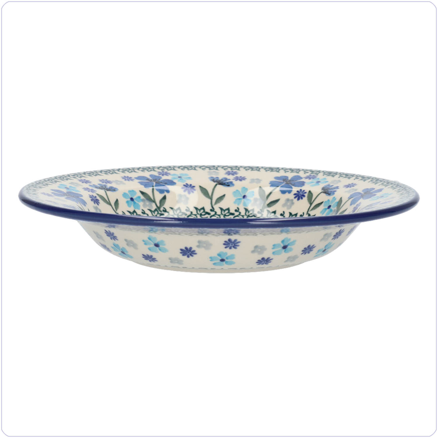 Bunzlau Diep bord met platte rand (1014) - Blossom Blue (3507)