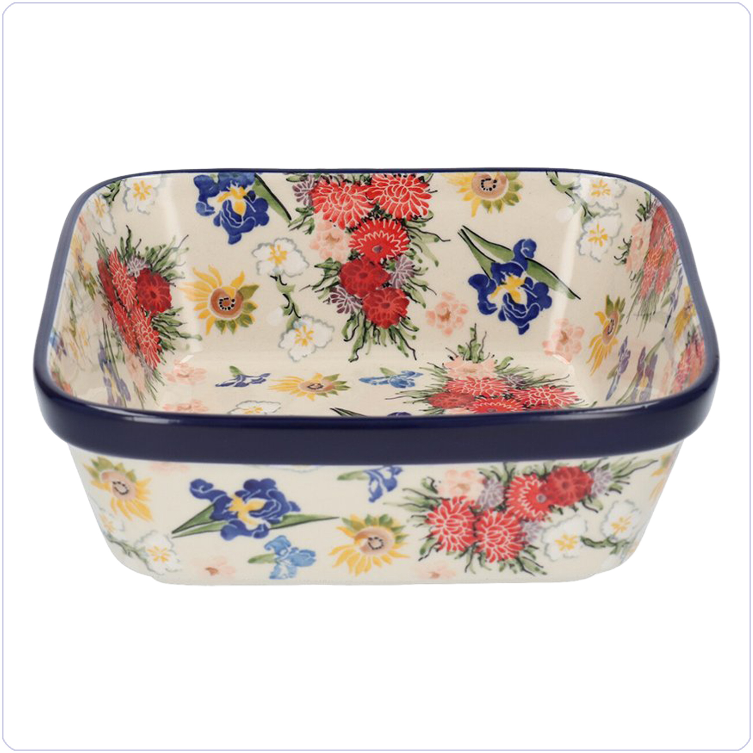 Bunzlau Ovenschaal 19x19cm (101430) - Unikat Vincent's Flowers (5089)