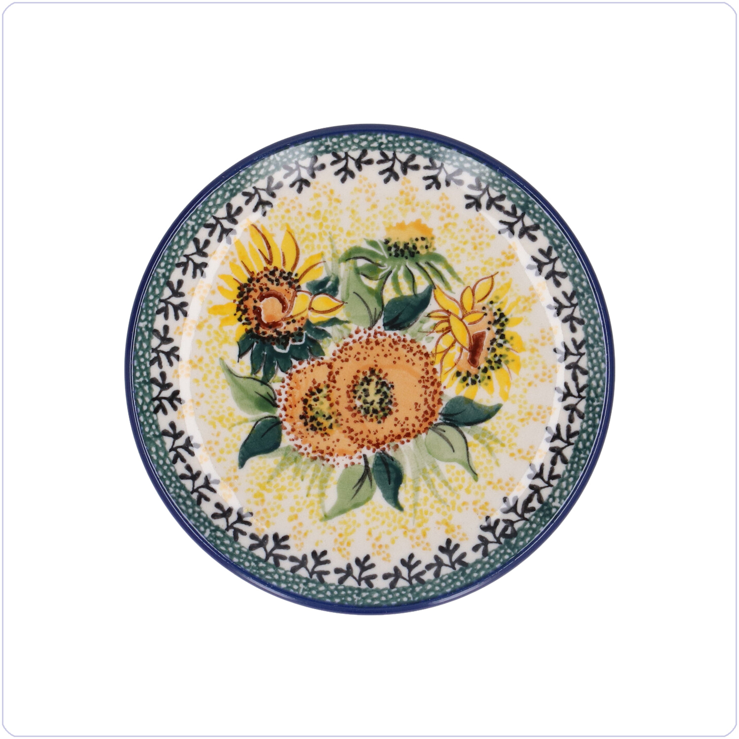 Bunzlau Cakebordje Ø12cm (102321) - Unikat Sunflowers (5085)