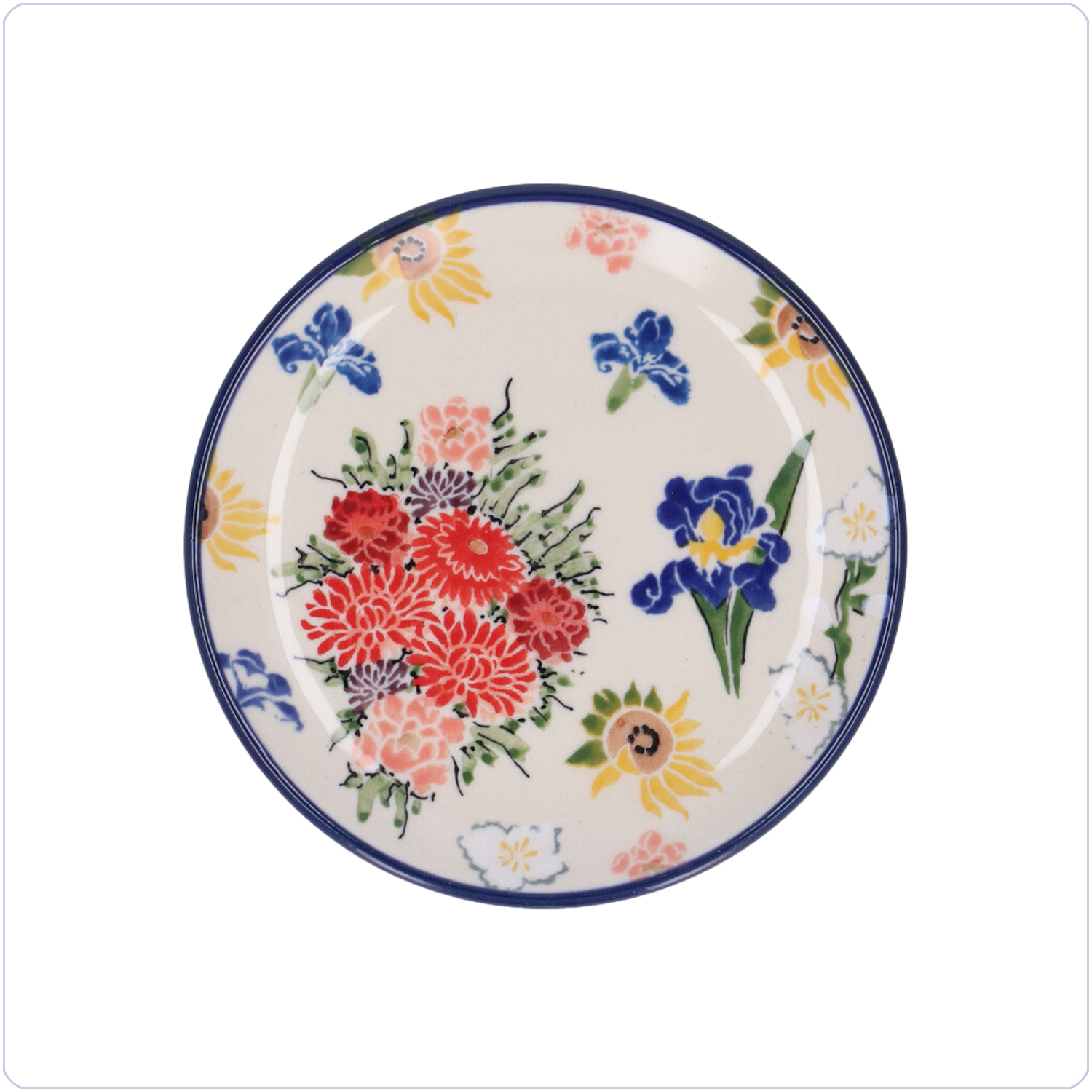 Bunzlau Cakebordje Ø12cm (102321) - Unikat Vincent's Flowers (5089)