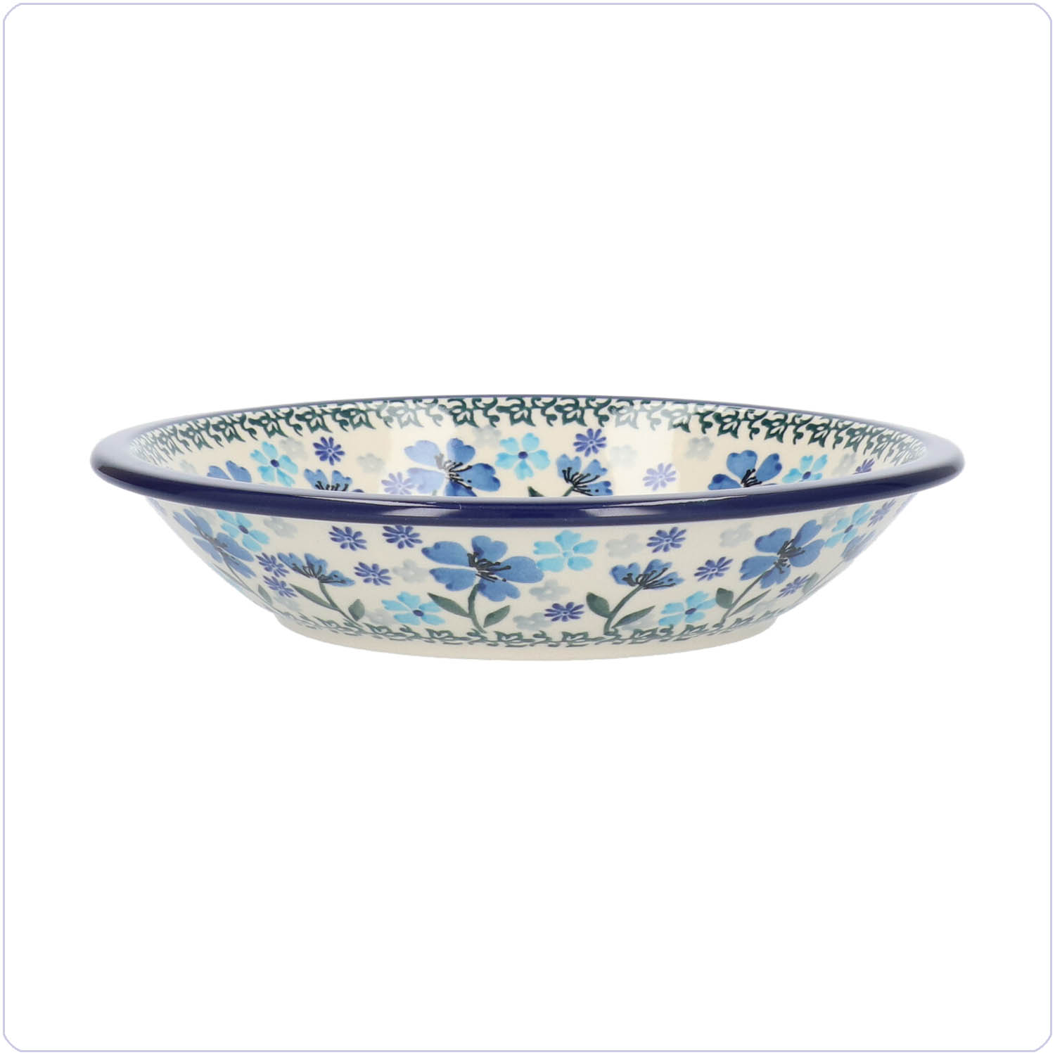 Bunzlau Diep bord zonder platte rand (1026) - Blossom Blue (3507)