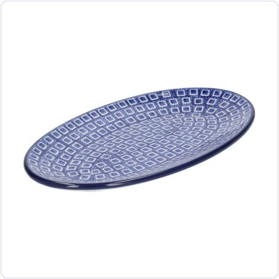 Bunzlau Ovaal bordje 21x12cm (1301) - Blue Diamond (2253)