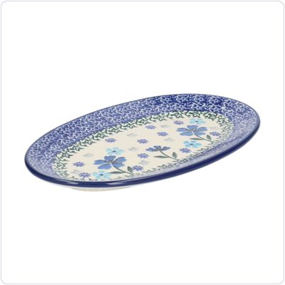 Bunzlau Ovaal bordje 21x12cm (1301) - Blossom Blue (3507)