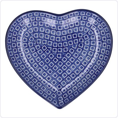 Bunzlau Bord Hart 18cm (1959) - Blue Diamond (2253)