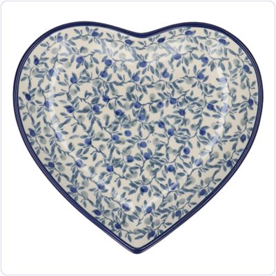 Bunzlau Bord Hart 18cm (1959) - Blue Olive (2506)