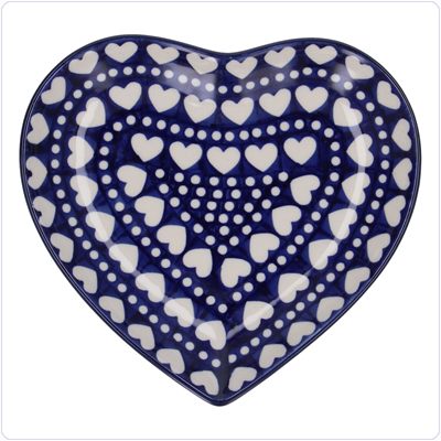 Bunzlau Bord Hart 18cm (1959) - Blue Valentine (375E)