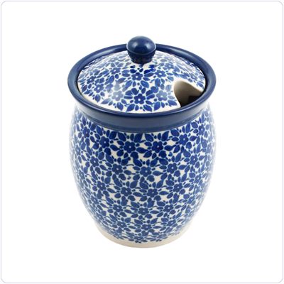 Bunzlau Pot met deksel en uitsparing (1962) - Indigo (2396)