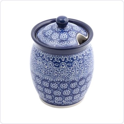 Bunzlau Pot met deksel en uitsparing (1962) - Lace (884)